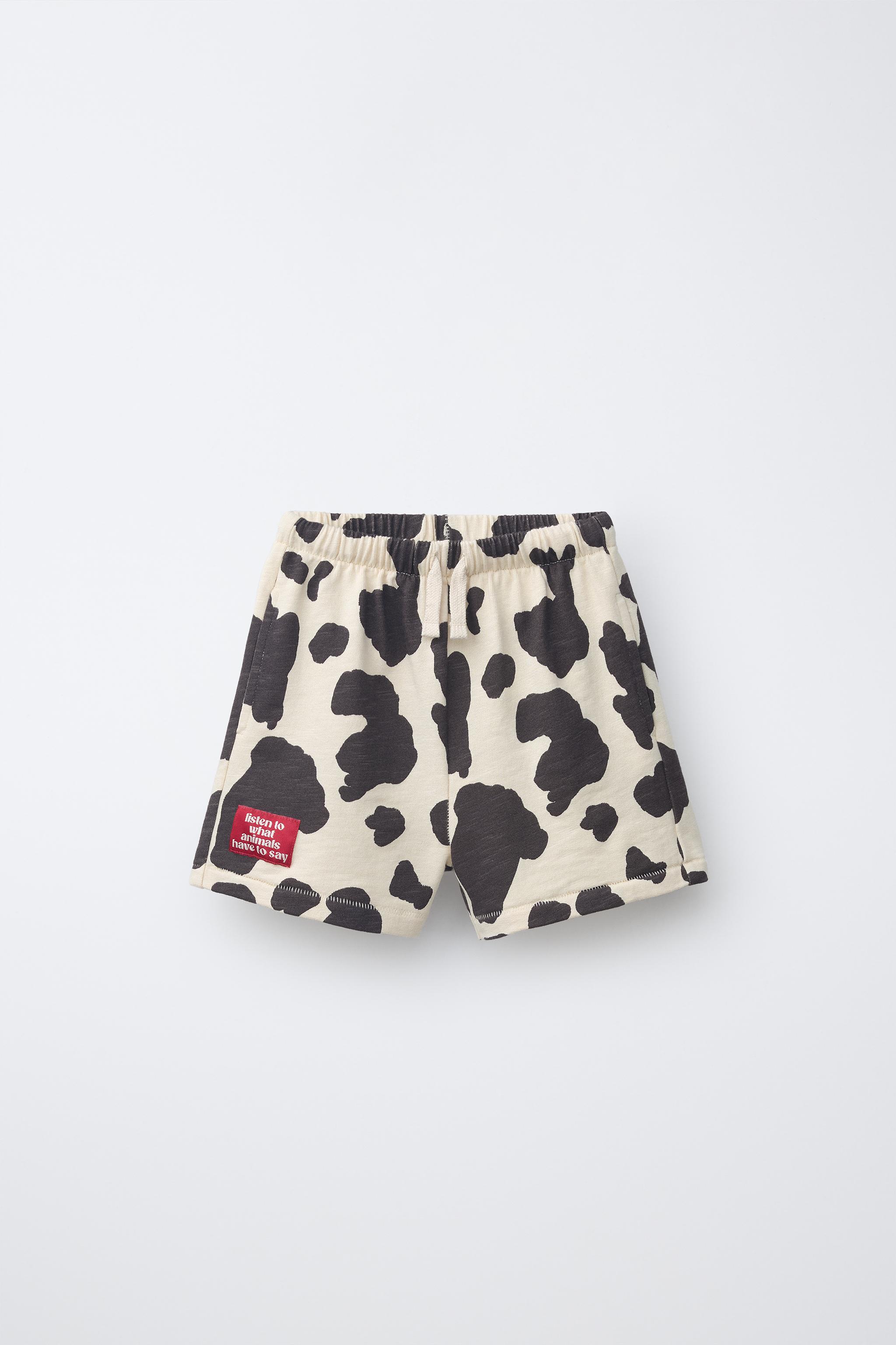 COW PRINT PLUSH SHORTS